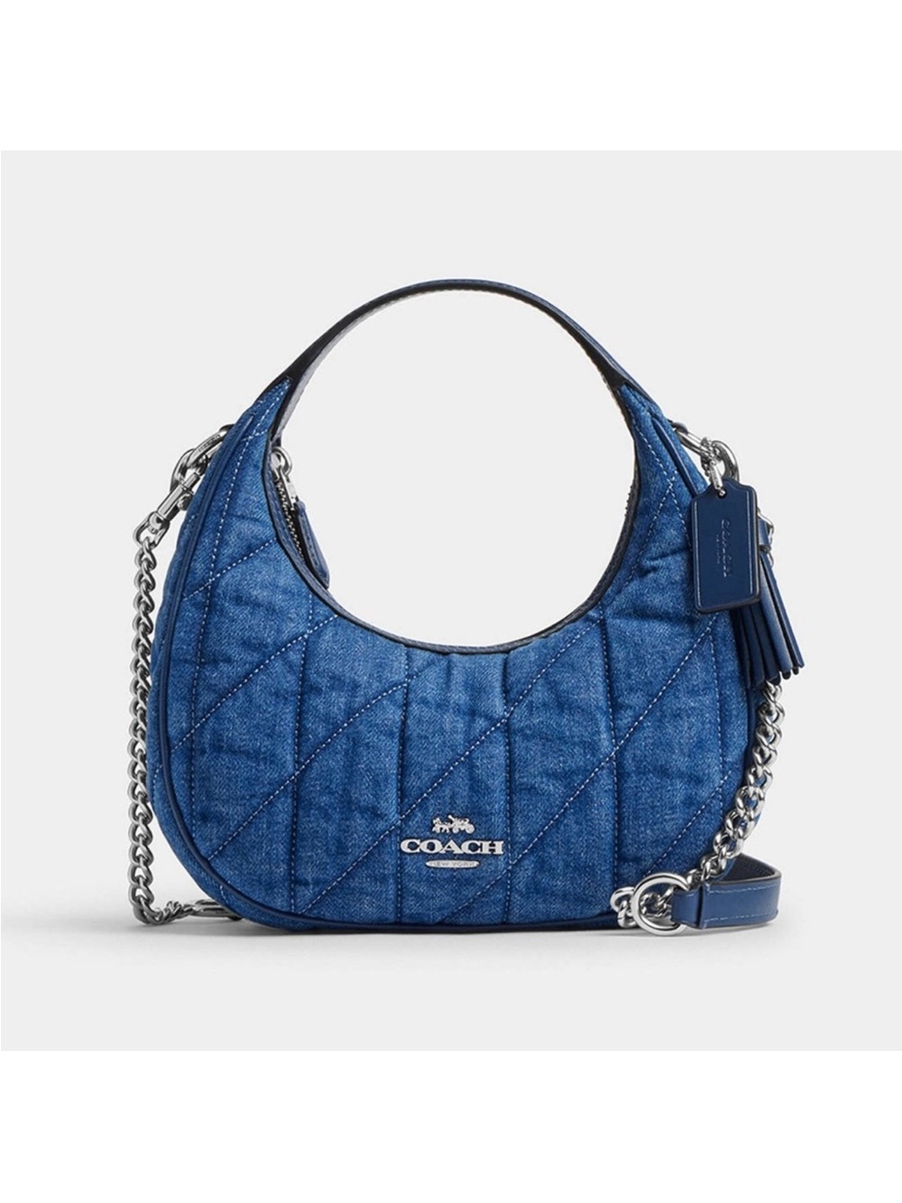 Coach Blue Denim Quited Carmen Mini Carmen Crossbody NWT